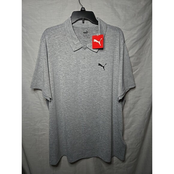 Puma Golf Polo Short Sleeve Shirt Light Gray Heather 2XL NWT - Picture 1 of 7